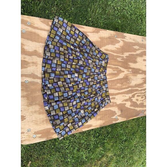 Express Vintage 90s Green Blue Windowpane Geometric Skirt Size 13/14 - Picture 2 of 5